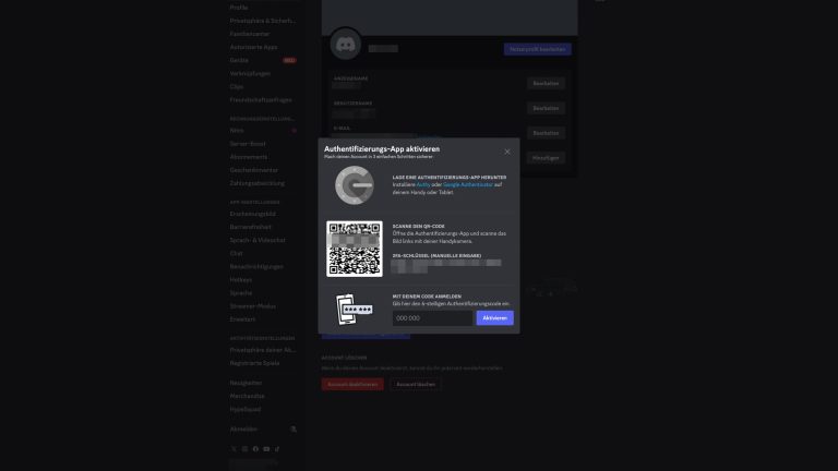 Discord, So erstellst du einen Account und passt ihn an Screenshot der Zwei-Faktor-Authentifizierung bei Discord.