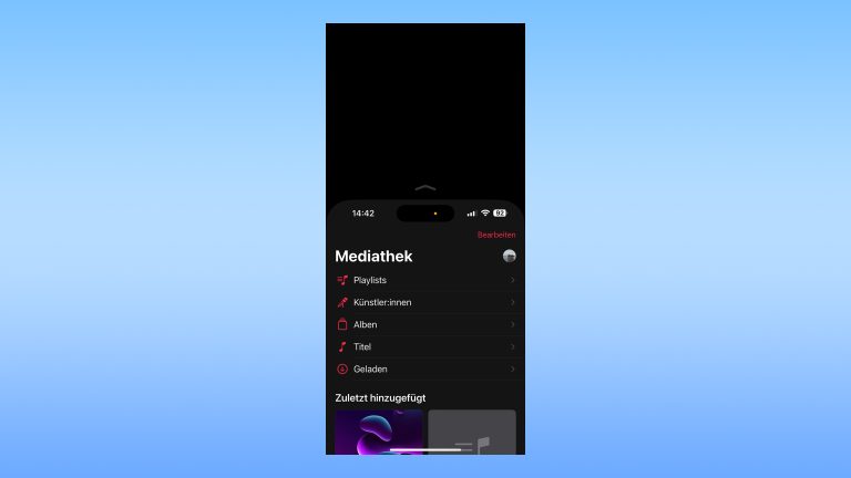 Einhandmodus beim iPhone, Funktion aktivieren und nutzen Screenshot vom Einhandmodus in Apple Music.