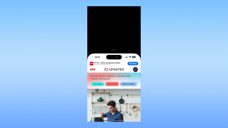 Einhandmodus beim iPhone, Funktion aktivieren und nutzen Screenshot vom Einhandmodus mit der Darstellung einer Website.