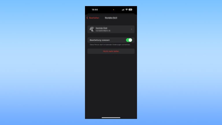 iPhone-Kalender teilen, Termine für andere freigeben Ein Screenshot der Optionen für das gemeinsame Bearbeiten eines Apple-Kalenders.