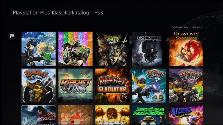 Spiele für PS3 auf PS4 und PS5 spielen, So kann es klappen Screenshot des PS-Plus-Klassikerkatalogs mit aktuellen PS3-Spielen.