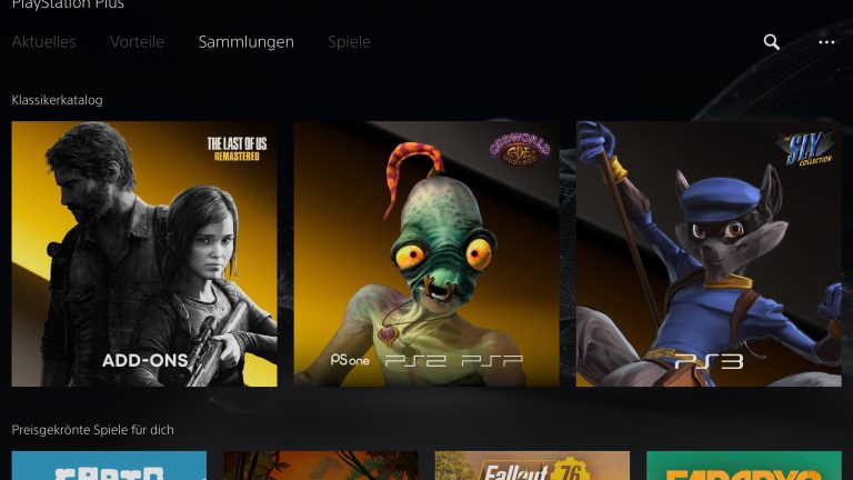 Spiele für PS3 auf PS4 und PS5 spielen, So kann es klappen Screenshot der Klassiker-Sammlungen in PlayStation Plus.