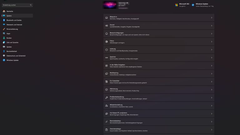 Windows 10 und 11 zurücksetzen auf Werkseinstellung, So geht s Ein Screenshot der Einstellungsübersicht unter Windows 11.