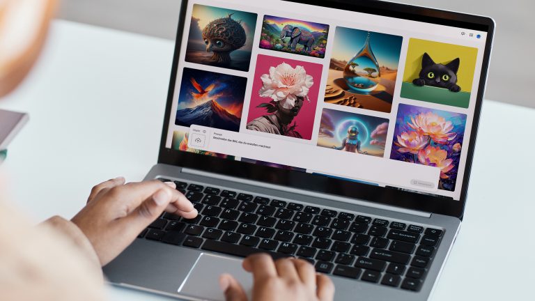 KI-Bilder erstellen mit ChatGPT Auf einem Laptop ist ein Tool zum Generieren von KI-Bildern zu sehen.