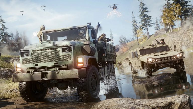 Zurück nach Verdansk, Всеs zum Relaunch der originalen Warzone-Map Ein Truck und ein Humvee nebeneinander auf Verdansk.