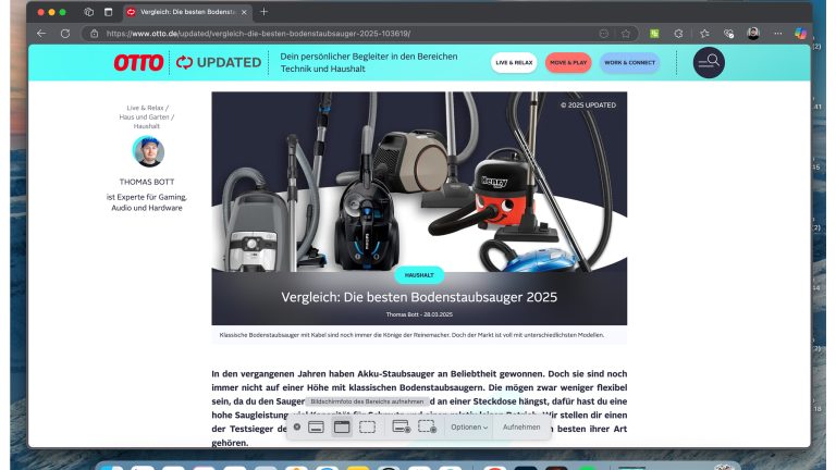 Screenshots machen auf Mac & MacBook, So klappt es Screenshot der Bildschirmfoto-App unter macOS Sequoia.