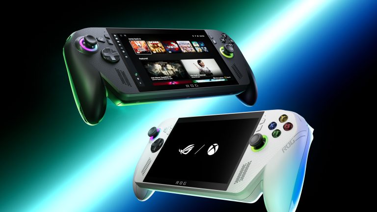 ROG Ally Xbox (X), Die Xbox zum Mitnehmen kommt Bild von einem ROG Ally Xbox X oben und einem ROG Ally Xbox unten.