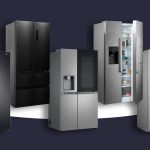 Fünf Side-by-Side-Kühlschränke von Samsung, Hanseatic, LG, Bosch und Hisense.