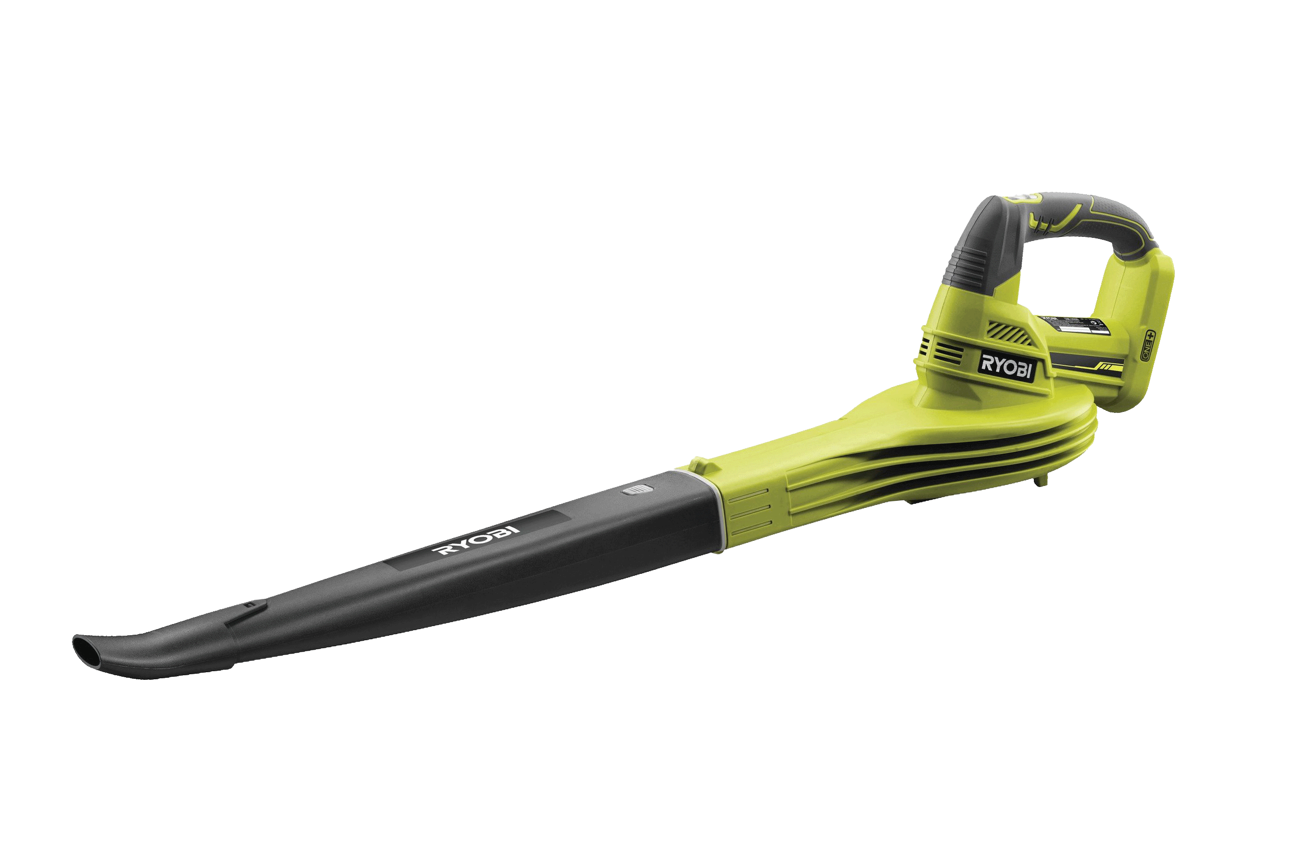 Der Ryobi OBL1820S Akku-Laubbläser freigestellt auf weißem Hintergrund.