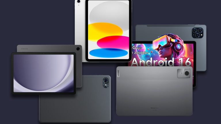Eine Collage aus fünf Tablets von Apple, Samsung und weiteren Herstellern.