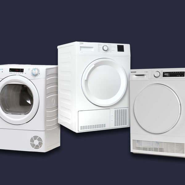 Die drei beliebtesten Kondenstrockner-Modelle freigestellt auf schwarzem Hintergrund